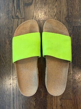 Neon Lime Slide Sandals